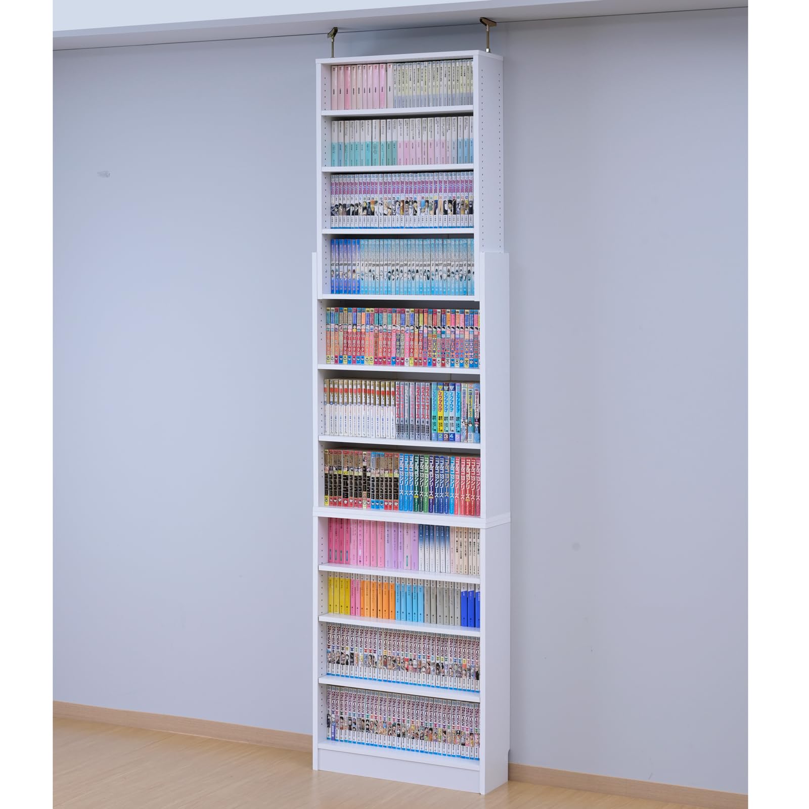 Amazon｜山善(YAMAZEN) 本棚 大容量 スリム 突っ張り式 棚板高さ調節